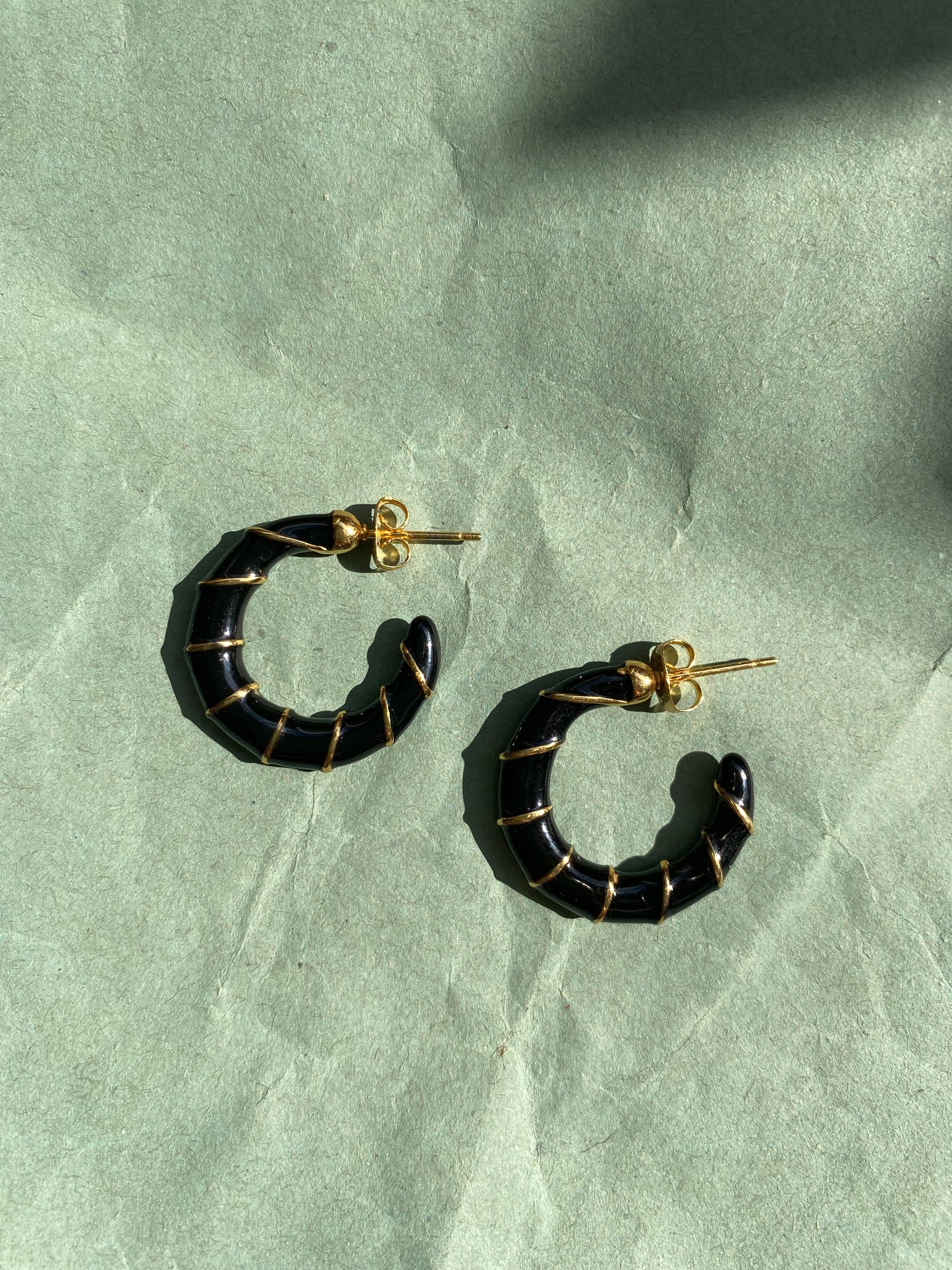 Black gold hoops