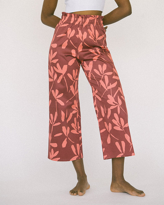 Floral wine pants