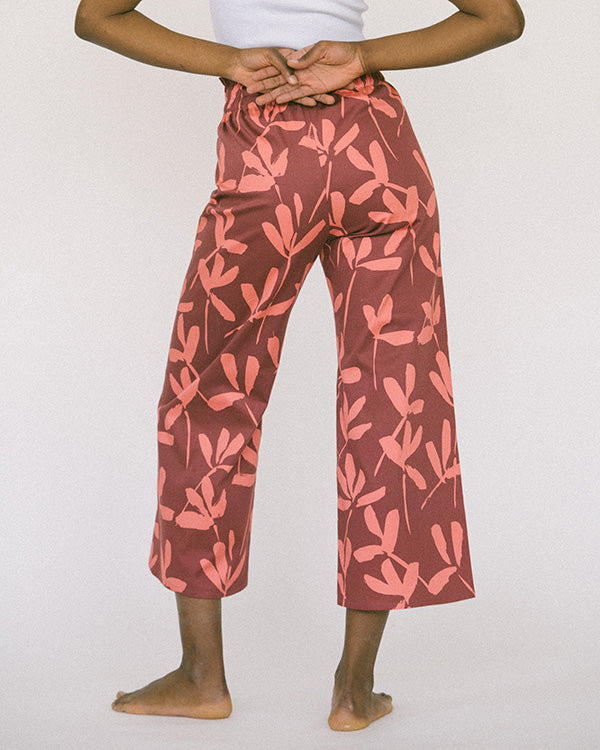 Floral wine pants