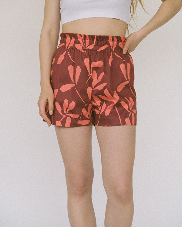 Floral wine shorts