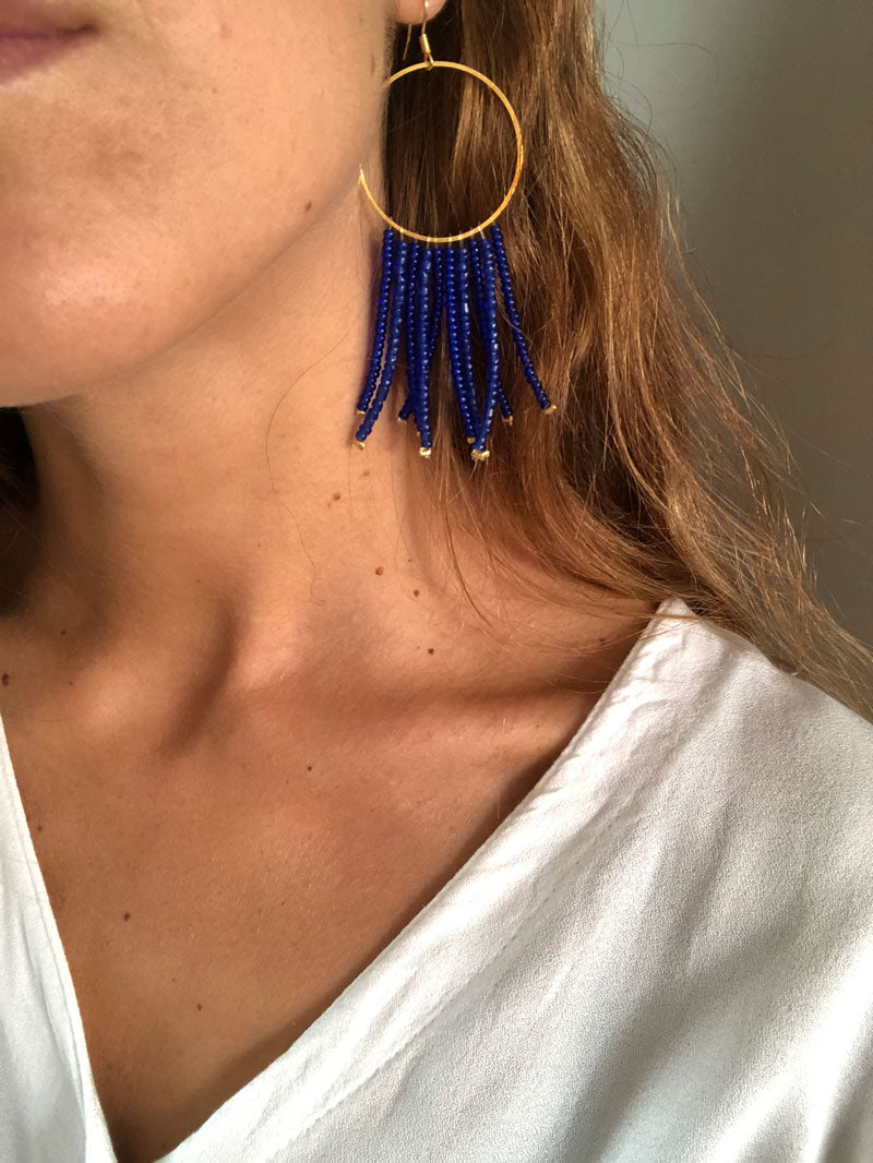 Moon in blue earrings