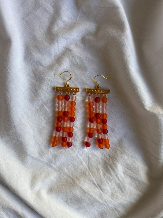 Tricolor glass beads earrings