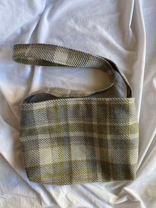 Grey and Green Check bag