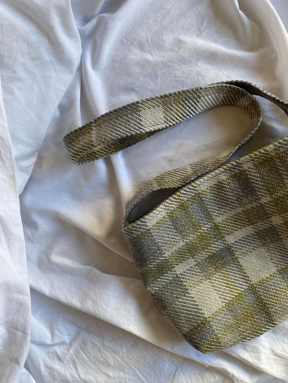 Grey and Green Check bag