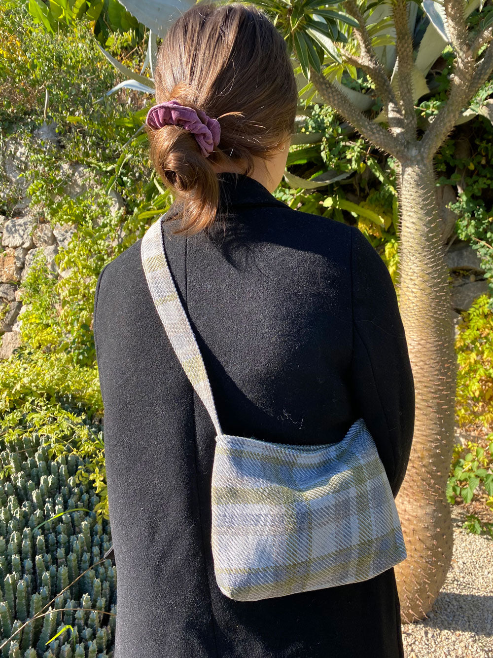 Grey and Green Check bag