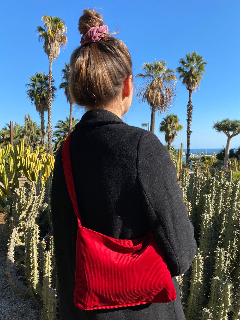 Corduroy in red bag