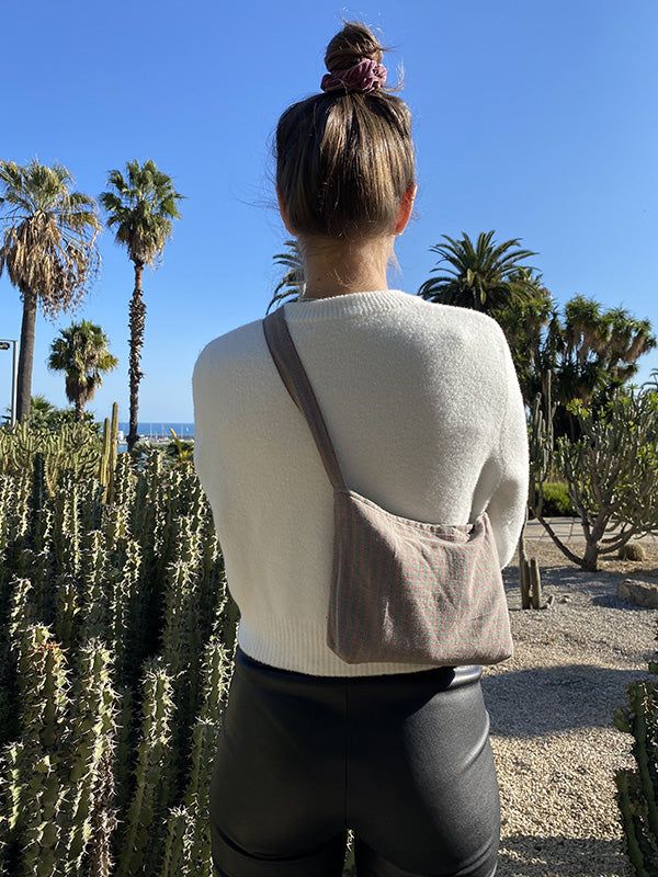 Pink and green check bag