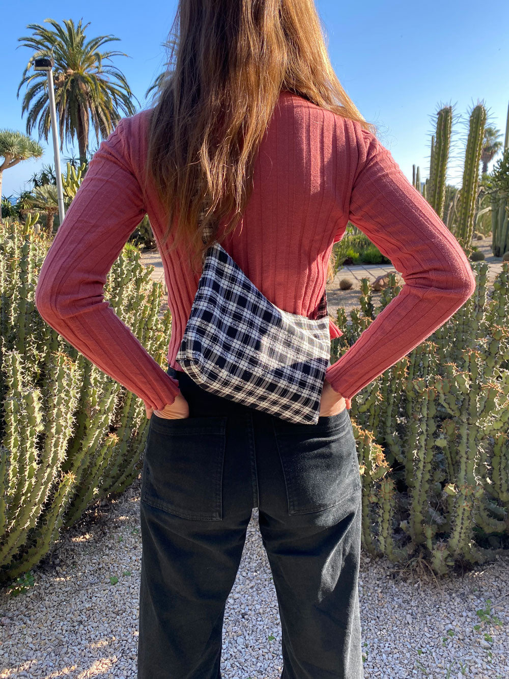 Black and white check bag