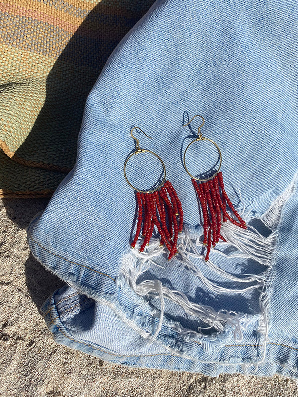 Moon in coral earrings