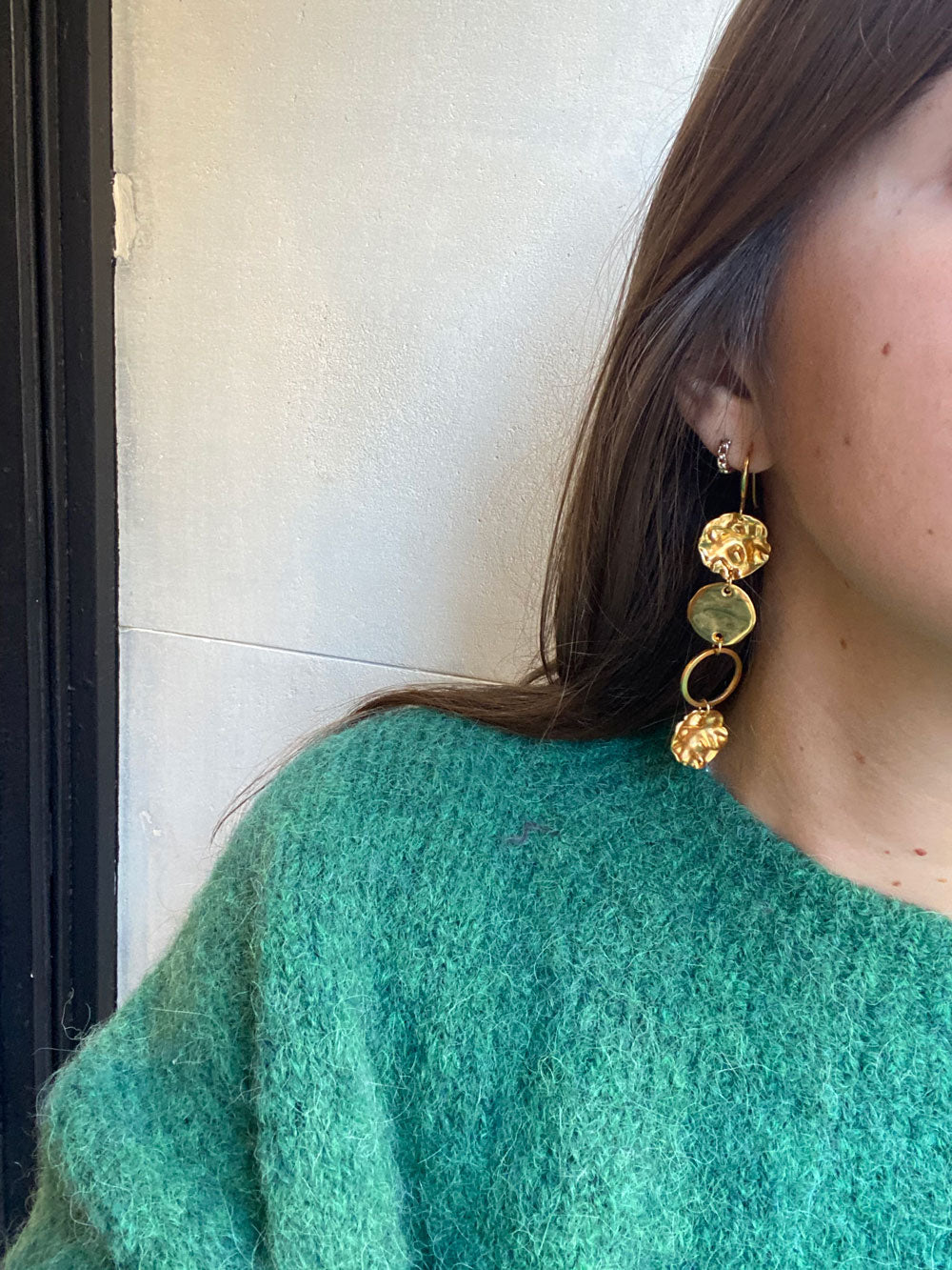 Shiny hoops with a hole earrings