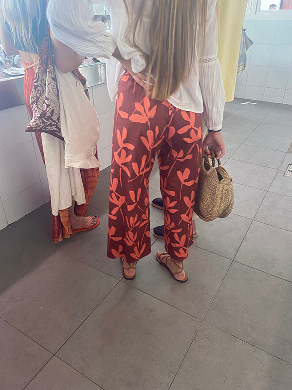 Floral wine pants