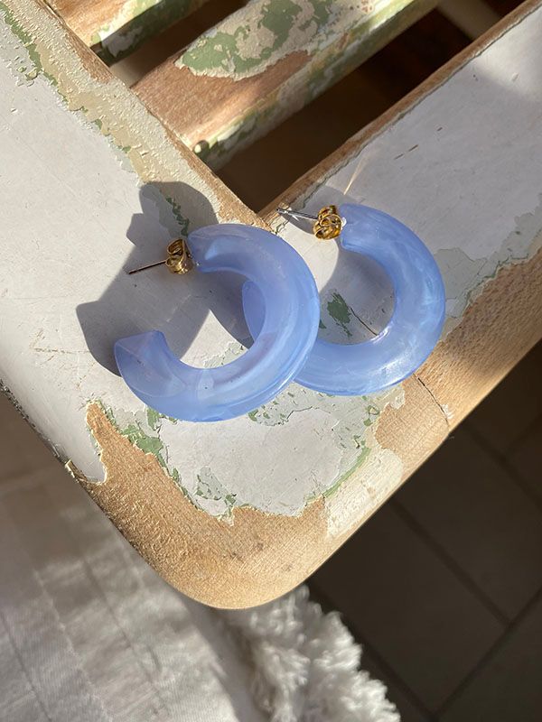 Blue marble earrings