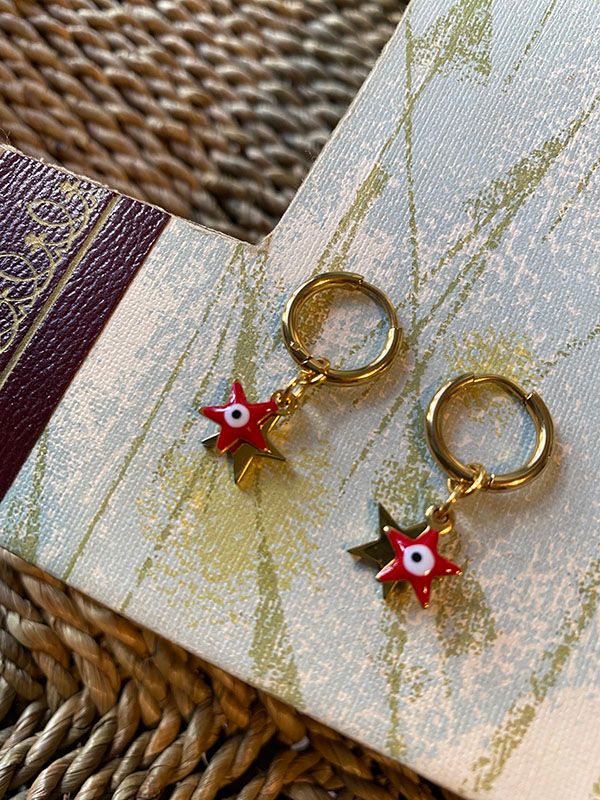 Red star earrings