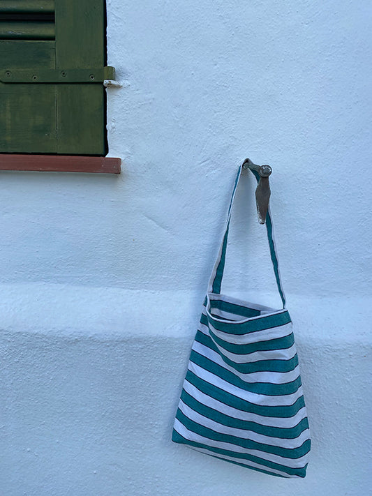 Green and White Straps bag