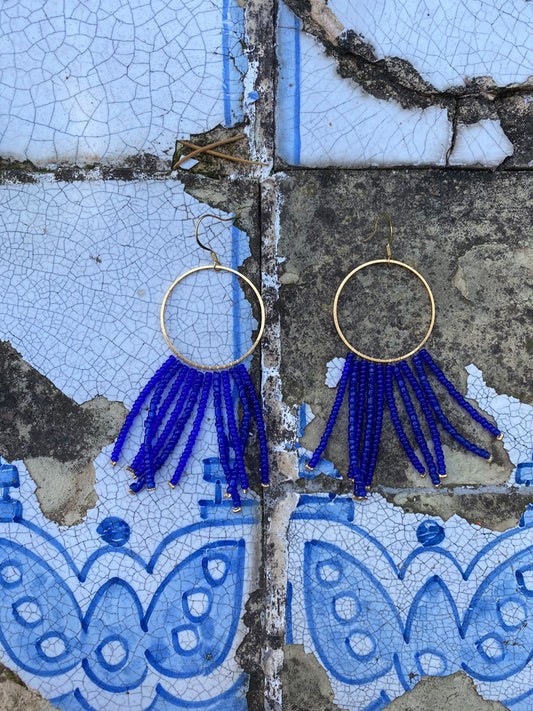 Moon in blue earrings