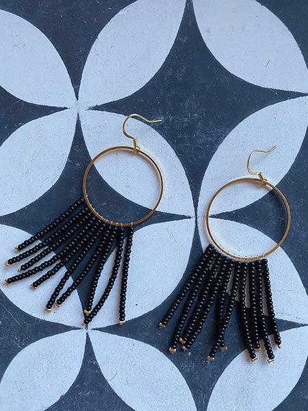 Moon in black earrings