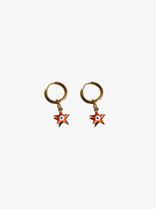 Orange star earrings