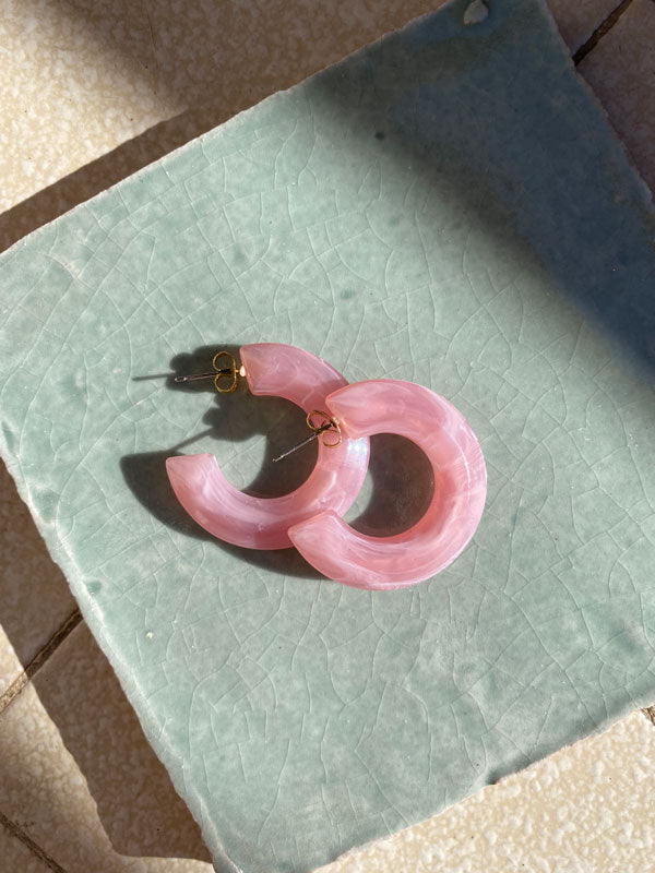 Pink marble earrings