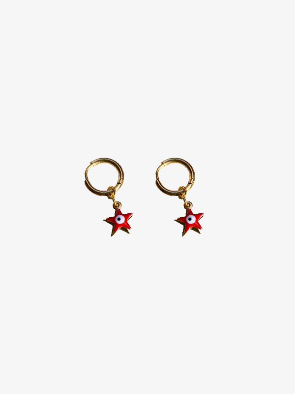 Red star earrings